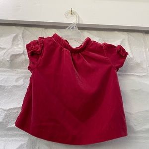 Janie and Jack Velvet Short Sleeve Top in Deep Red